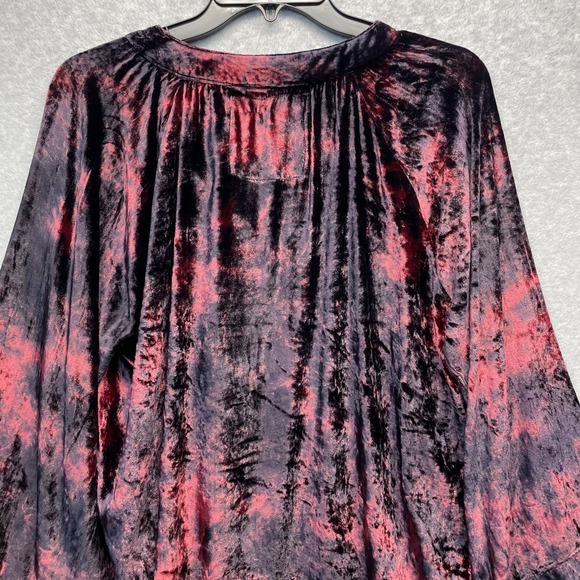 Kyla Seo Silk Blend Velvet Top Black Red Handmade V-Neck Pullover - Picture 6 of 13